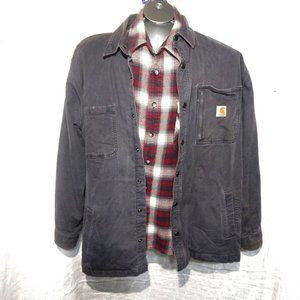Carhartt Vintage Denim Greyish Flannel lined Chor/Work Jacket size 2XL